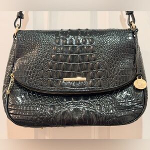 Brahmin Croco-Embossed Melbourne Leather Crossbody Bag (Black) - NWOT